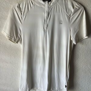 White Short Sleeve Zip-Up Riding Shirt